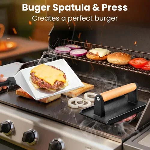 Vista 3 de Kit de accesorios para parrilla, juego de 142 piezas de accesorios de parrilla de parte superior plana para Blackstone, juego de espátulas