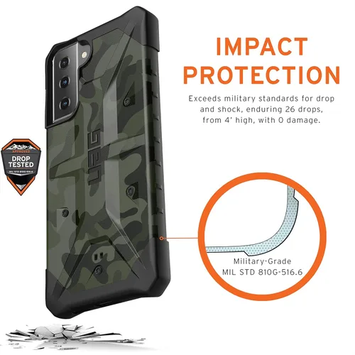 Vista 3 de URBAN ARMOR GEAR UAG - Funda protectora diseñada para Samsung Galaxy S21 Plus, camuflaje bosque, resistente, ligera, delgada, a prueba de golpes