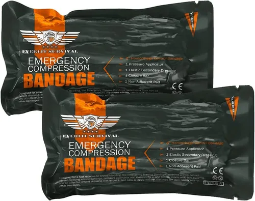 EVERLIT Vendaje de emergencia israelí de 6 pulgadas de compresión para traumatismos y heridas vendaje estéril sellado al vacío embalaje para control