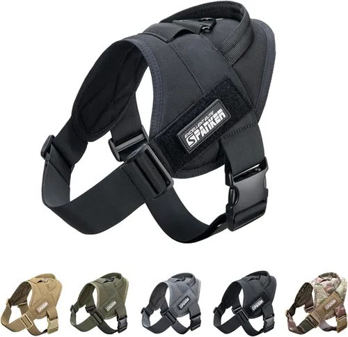 EXCELLENT ELITE SPANKER Chaleco táctico para perro, arnés de entrenamiento para perros de servicio de patrulla militar, arnés ajustable de nailon
