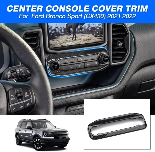 Vista 2 de Autorder Ajuste personalizado para accesorios 2021 2022 2023 2024 2025 Ford Bronco Sport Panel de marco de botón de fibra de carbono cubierta