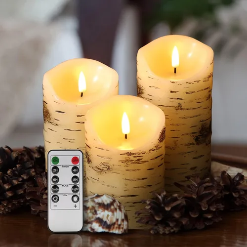 Vista 15 de Eywamage Velas de pilar sin llama con flores blancas y control remoto, juego de 2 velas LED con batería de margaritas de primavera parpadeantes