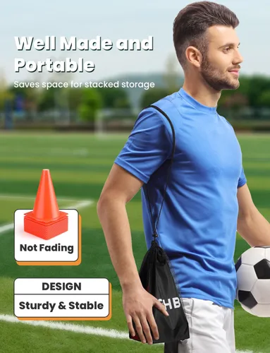 Vista 3 de GHB Soccer Cones 7" 9" of 12 24 Pack Disc Soccer Sport Cones Training Field Marker Agility Cones for Basketball, Coaching, Practice Equipment