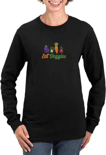 CafePress Eat Veggies Vegetarian Veganis Long Sleeve T Shirt Women's Long Sleeve Crew Neck T-Shirt