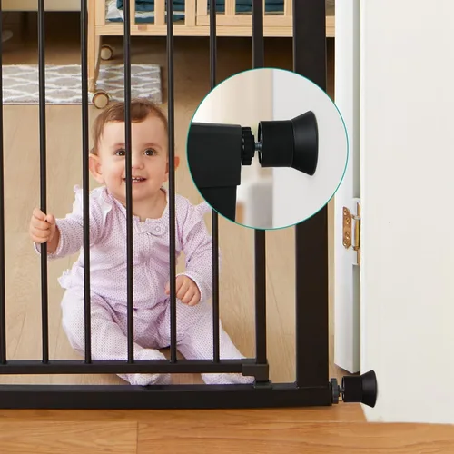 Vista 3 de Mumeasy Paquete de 4 extensores protectores de pared para puerta de bebé, kit de extensión de puerta de seguridad infantil montado a presión que se