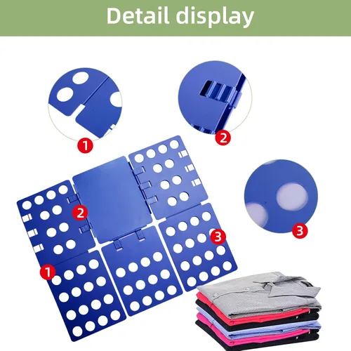 Vista 5 de GYE Tabla Plegable para Camisetas Carpeta de Ropa Organizador de Lavandería Herramienta Duradera de Plástico Tabla Plegable Fácil y Rápida para Azul