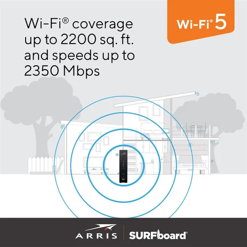 Vista 5 de ARRIS Surfboard SBG7400AC2-RB - Módem por cable DOCSIS 3.0 & enrutador Wi-Fi AC2350, aprobado para Comcast Xfinity, Cox, Charter Spectrum y más