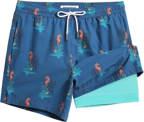 Vista 23 de maamgic - Traje de baño elástico de natación, 5 pulgadas de entrepierna, para hombre, con forro de compresión, para playa
