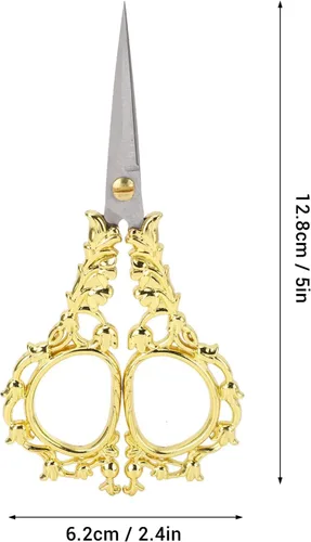 Vista 6 de Embroidery Scissors, Retro European Zinc Alloy Sewing Scissors for Fabric Weaving Cross Stitch and Paper Cutting Needlework with Humanized Handle