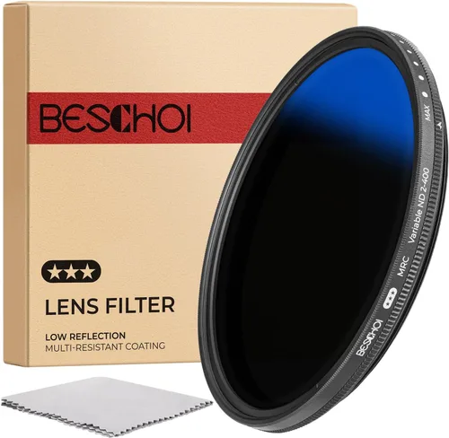 Beschoi Filtro ND variable MRC de 3.031 in ND2-ND400, filtro ND ajustable de densidad neutra (0.3 a 2.7, 1 a 9 paradas), vidrio óptico recubierto
