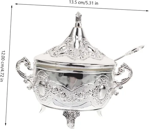 Vista 5 de DOITOOL Contenedor de azúcar con cuchara, tarro de condimentos de estilo europeo de 5.31 x 4.72 x 3.74 pulgadas, caja de almacenamiento de cocina