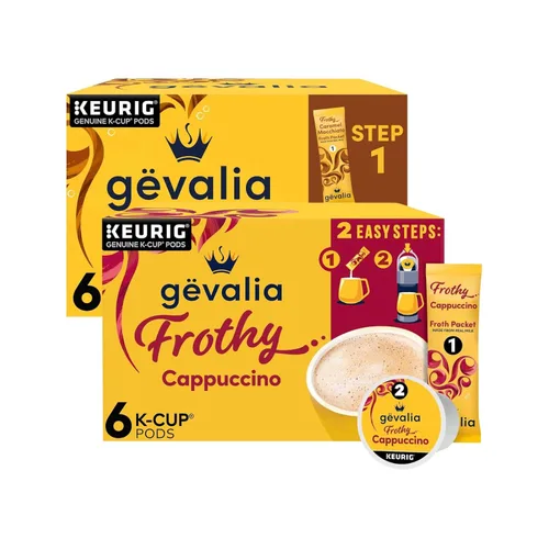 Vista 12 de Gevalia Kit de cápsulas de café espumoso de 2 pasos para café espresso Keurig K-Cup y paquetes de espuma (caja de 6 unidades)