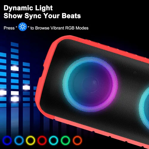 Vista 3 de Altavoz Bluetooth con sonido estéreo HD de 360°, micrófono integrado, Bassup, nuevo altavoz inalámbrico portátil IPX7 impermeable, a prueba
