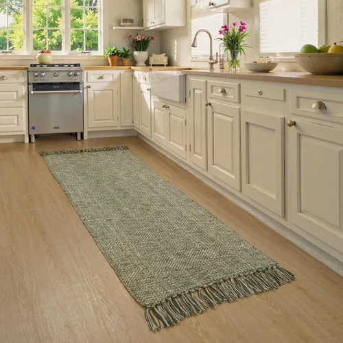 Vista 12 de Collive - Tapete de pasillo de cocina, 2 x 4.3 pies, tejido a mano, reversible, lavable, de algodón, color blanco/beige, para baño, pasillo