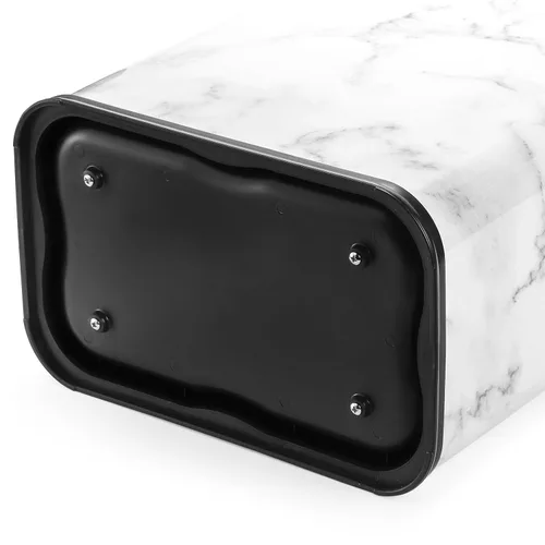 Vista 4 de Coloch Cubo de basura rectangular de metal con estampado de mármol de 2.4 galones/9 litros, papelera de acero inoxidable para baño, papelera