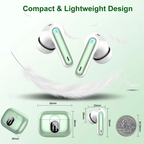 Vista 8 de Auriculares inalámbricos, auriculares Bluetooth 2025 5.3 HiFi estéreo, auriculares intraurales de 40 horas de reproducción, auriculares Bluetooth