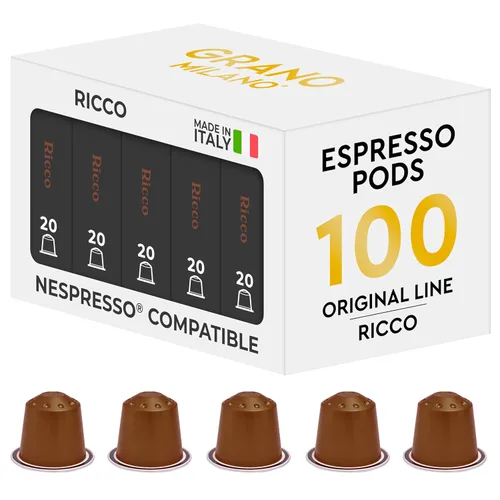Vista 13 de Grano Milano Cápsulas de café Brasile – 50 cápsulas de café de aluminio compatibles con la línea original de Nespresso, 100% arábica tostado medio