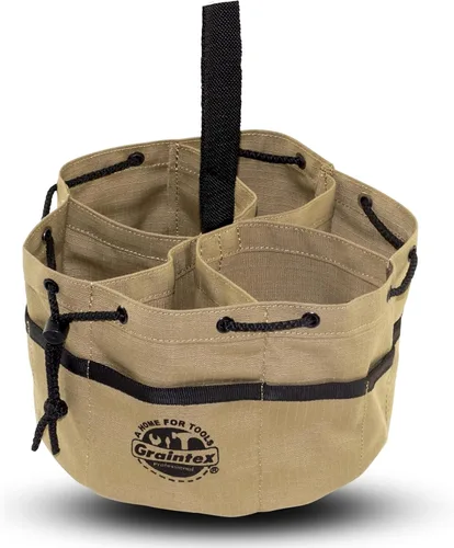 Vista 13 de Graintex Bolsa de agarre de 18 bolsillos con cierre de cordón de lona antidesgarros, bolsa organizadora de piezas pequeñas, herramientas pequeñas
