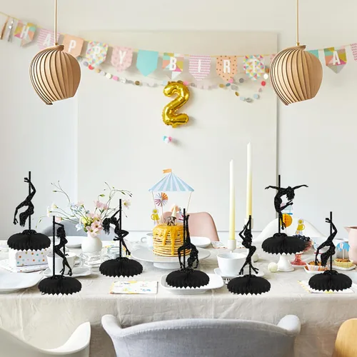 Vista 3 de ZHUOWEISM 6 piezas de centro de mesa de panal de abeja con glitter negro para despedidas de soltera, despedidas de casada, fiesta de cumpleaños