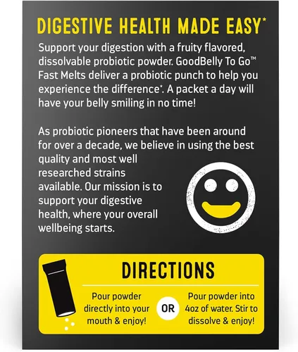 Vista 3 de GoodBelly Probiotic Fast Melts Probióticos para la salud digestiva para mujeres y hombres Alivio de la salud intestinal, gases y hinchazón
