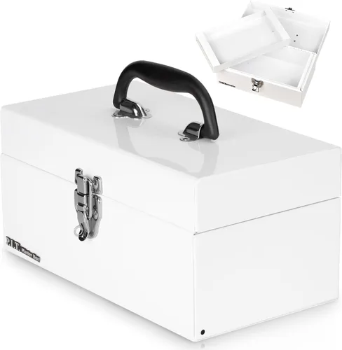 Vista 9 de P.I.T. 12 Inch Tool Box,Portable Small Steel ToolBox with Metal Latch Closure for Household, Warehouse,Tools Storage,Black
