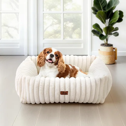 Vista 17 de Cama lavable para perros pequeños y medianos, cama rectangular ortopédica de forro polar de pana para mascotas con funda extraíble y parte inferior