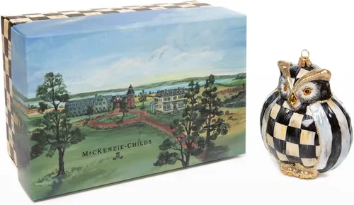 Vista 2 de MacKenzie-Childs Adorno de cristal - Búho cortesano