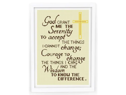 Patrón de punto de cruz PDF, diseño de punto de cruz de oración de serenidad, católico religioso, fácil y subversivo, tabla de punto de cruz para