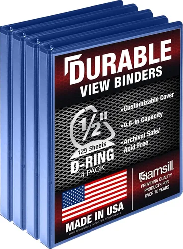 Vista 151 de Samsill - Carpeta duradera de 5 pulgadas, fabricada en los Estados Unidos, con anillos en D, transparente y personalizable, color blanco