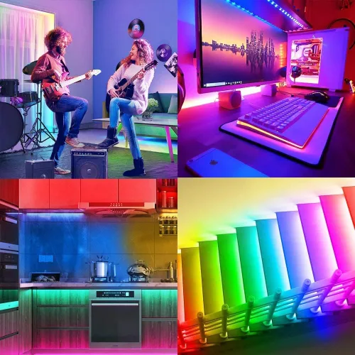 Vista 6 de COB LED Strip Light Kit, Dimmable LED Tape Light RGB 6.56ft 576LEDs/M, 24V Music Sync Flexible Light Strip APP and Remote Control for Bedroom