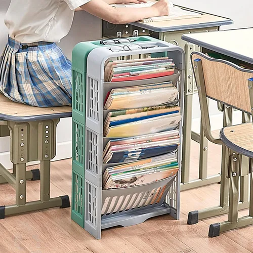 Vista 3 de Yosoo Estantería industrial movible, estante para libros de 5 niveles, gran capacidad, compacto, resistente, carrito de utilidad, almacenamiento