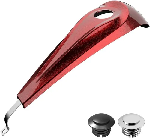 Vista 40 de Consola de tanque de perfil bajo para Harley Touring 2008+, whisky ámbar, panel de combustible de tablero liso y tapa de tanque de gasolina cromada