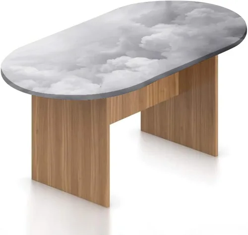 Vista 15 de XISUNYA Mantel ovalado ajustable de poliéster elástico, estructura tecnológica con rayas onduladas y estampado a cuadros, se adapta a mesas ovaladas