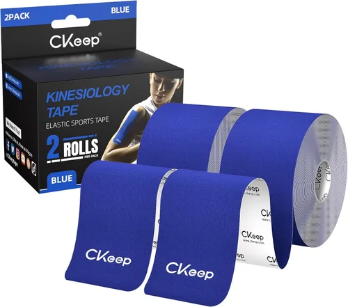 Vista 13 de CKeep Cinta de kinesiología, sin cortar, 2 rollos, cinta elástica de algodón original de alta calidad, sin látex, hipoalergénica, 2 pulgadas x 16