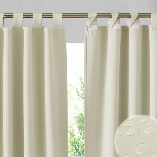 Vista 17 de RYB HOME Cortinas para Exteriores para Patio - 2 Paneles Cortinas para Exteriores Desmontables con Parte Superior Adhesiva Impermeables Opacas