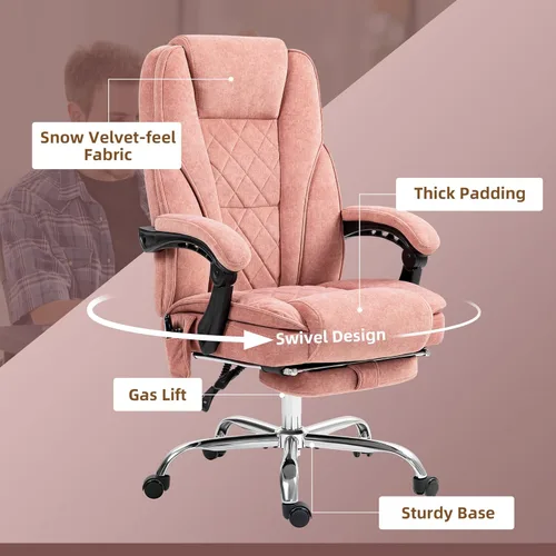 Vista 8 de Vinsetto Silla de oficina de masaje con reposapiés, silla ejecutiva de escritorio para computadora con 6 puntos de vibración y calor, respaldo