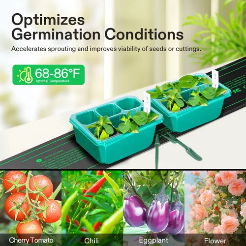 Vista 6 de VIVOSUN - Juego combinado de tapete térmico para plántulas de 3 x 20 pulgadas y termostato digital, almohadilla de calentamiento certificada UL