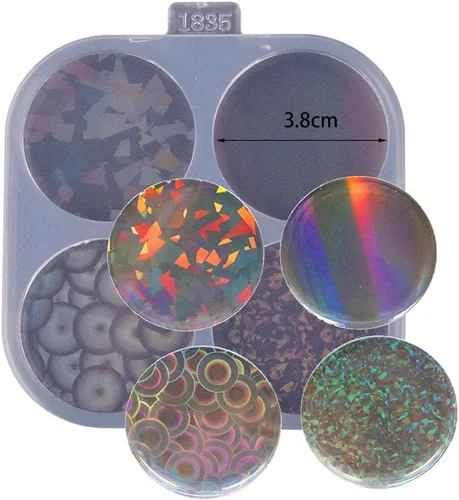 Vista 2 de Angel Wings Molde de resina redondo de 1.5 pulgadas para carrete de insignias, enchufe de teléfono, fabricación de joyas de bricolaje, fundición