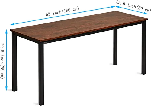 Vista 3 de Decoholic Escritorio moderno para computadora de 63 pulgadas, estación de trabajo grande, escritorio de oficina, mesa de estudio, escritorio