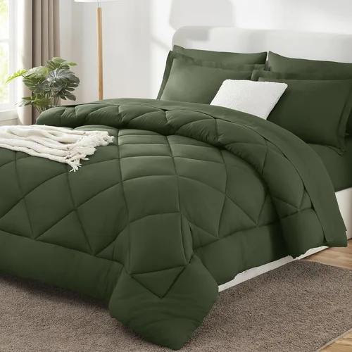 Vista 214 de CozyLux Juego de edredón de tamaño Queen, rojo burdeos, toda la ropa de cama en una sola bolsa, 7 piezas: edredón, fundas de almohada y de almohada