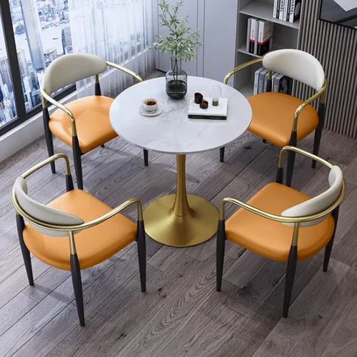 Vista 8 de YVYKFZD Juego de mesa de comedor de cocina de 5 piezas, juego de mesa y silla de oficina, sala de recepción, mesa de centro redonda