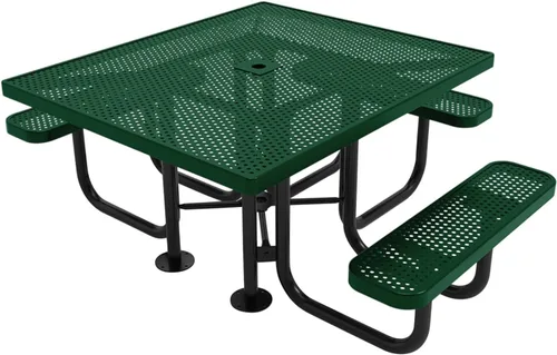 Vista 100 de COATEDOUTDOORFURNITURE Mesa de picnic cuadrada de 46 pulgadas, expandida, color negro