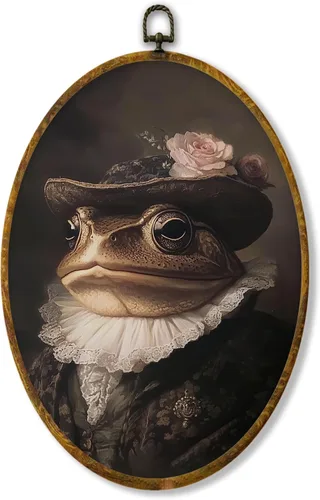 Vista 39 de Hiuwevt Decoración de pared ovalada rústica para el día de la lavandería, impresiones de lienzo retro con marco de perro de campo, decoración