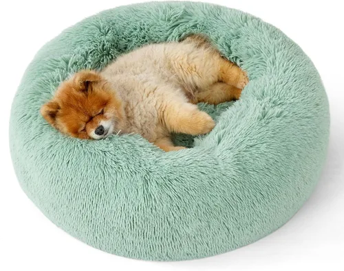 Vista 34 de Bedsure - Cama calmante para perros pequeños y medianos, lavable, con forma de dona, antideslizante, afelpada, esponjosa, pelo sintético, cama
