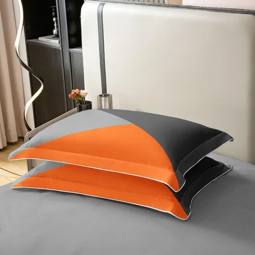 Vista 5 de Funda de edredón de triángulo geométrico 100% algodón, color naranja, gris oscuro, gris claro, juego de ropa de cama individual para adolescentes