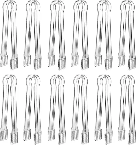 Vista 8 de Paquete combinado de 12, 6 pinzas de plástico para servir, mini pinzas de cocina, pinzas de cocina y 6 cucharas de plástico transparente