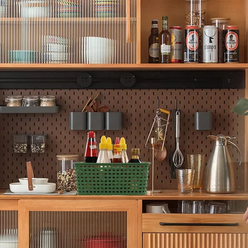 Vista 7 de Cesta de cocina de plástico, cestas de almacenamiento tejidas, 6 paquetes de color verde oscuro