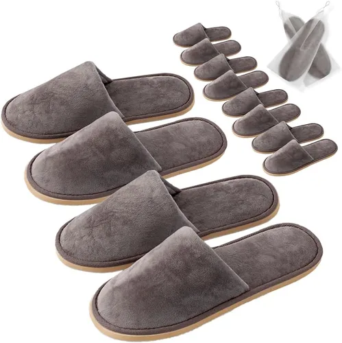 Vista 19 de GONG GONG 2-6 pares de pantuflas desechables antideslizantes, lavables y reutilizables, pantuflas de terciopelo con punta cerrada para invitados