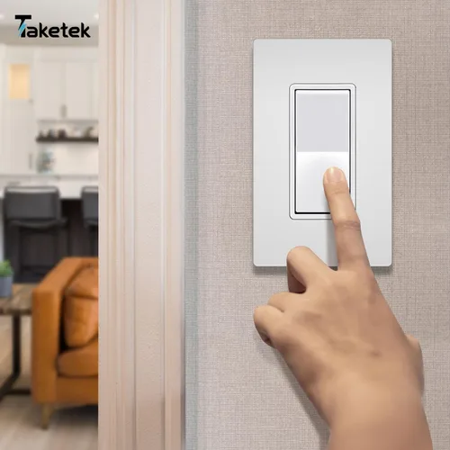 Vista 7 de TAKETEK - Placas de pared decorativas sin tornillos, cubiertas de tomacorriente seguras para niños, cubiertas de interruptor de 1 banda en blanco