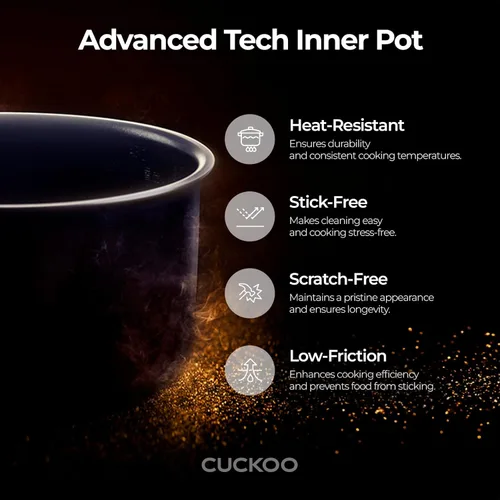 Vista 4 de CUCKOO CR-0632F Arrocera Micom de 6 tazas (sin cocinar) Con menú de 9 opciones: arroz blanco, arroz integral y más, olla interior antiadherente